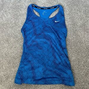Nike Running Dri-Fit Women's L Blue Tank Top with Designs Lightweight